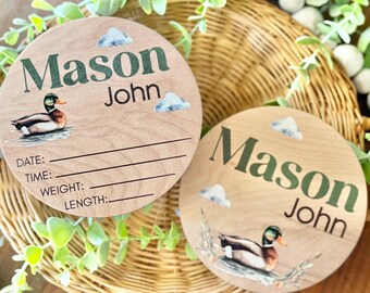 Mallard Duck Baby Boy Name Sign + Stat Sign | Announcement Sign for Hospital