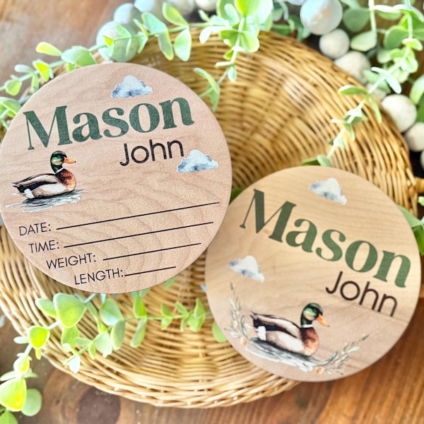 Mallard Duck Baby Boy Name Sign + Stat Sign | Announcement Sign for Hospital