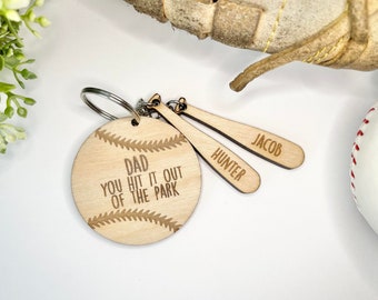 Dad you hit it out of the park - Fathers Day Keychain- Fathers Day Gift - Gifts for Dad - Gifts for Dad from Kids - Baseball Dad Gift - Gift