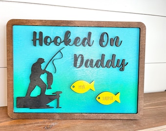 Hooked on Daddy - Personalized Fathers Day Gift - Fisherman Fathers Day Gift - Gifts for Fisherman Dad - Gifts for Grandpa - Gifts for Dad