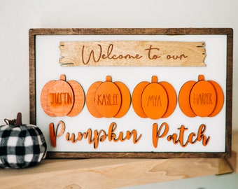 Welcome to our patch - Personalized Family Fall Decor - Personalized Pumpkin Signs - Farmhouse Fall Decor - Fall Signs - Pumpkin Patch Signs