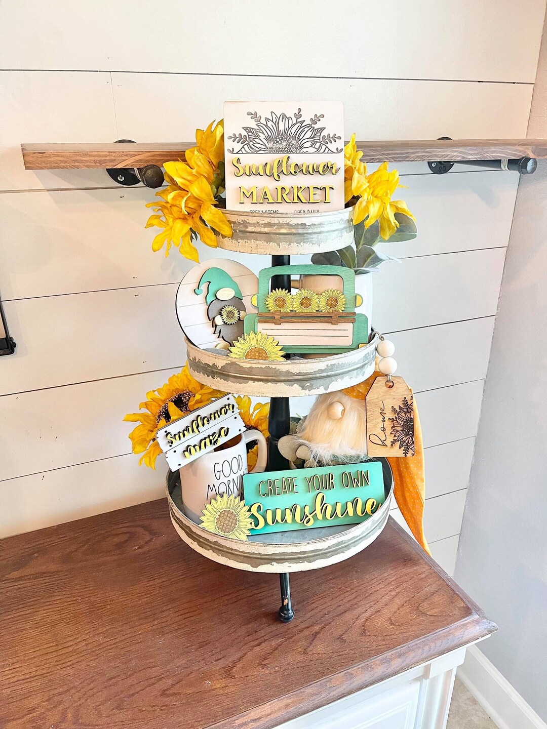 Sunflower Market Tiered Tray Set - Fall Sunflower Decor - Fall ...