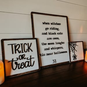 Halloween Sign Trio - Halloween Decor - Trick or Treat Halloween Signs - Halloween Sign Bundle - Halloween Wall Art - Halloween Mantel Signs