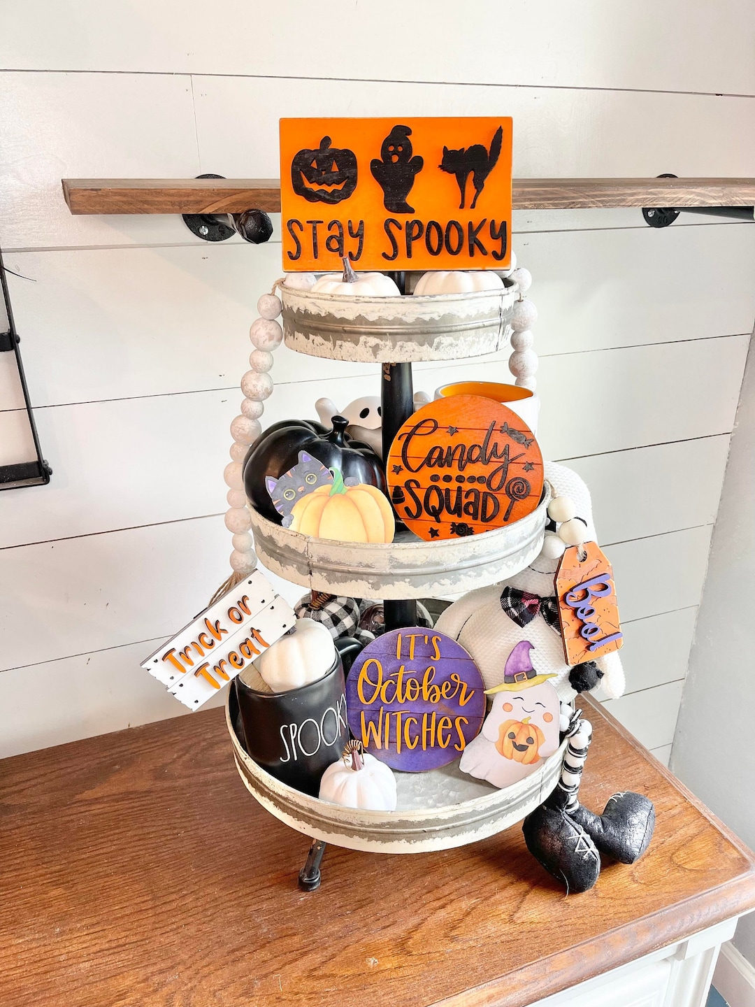 Halloween Tiered Tray Decor - Tiered Tray 3D Signs - Rae Dunn Tiered ...