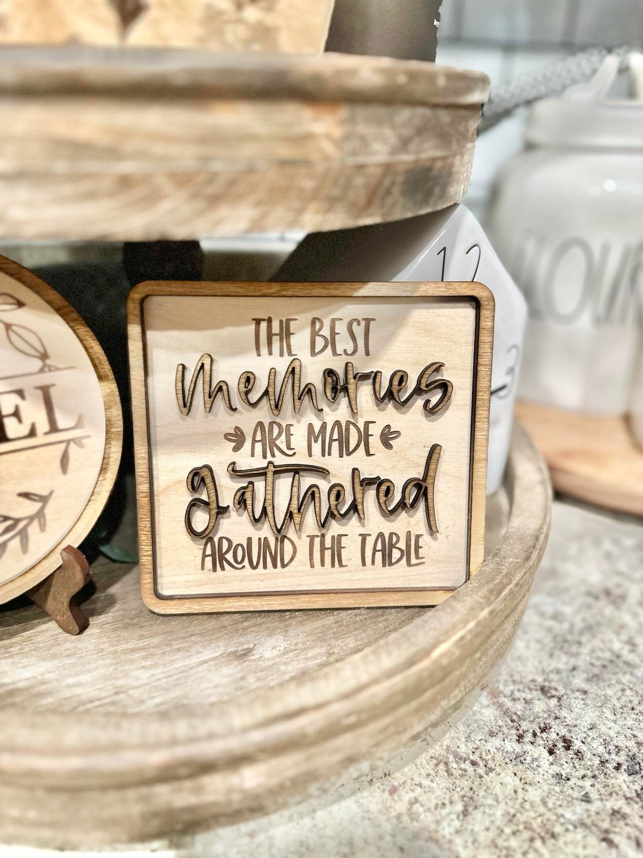 Kitchen Tiered Tray Decor - Last Name Family Signs - Family Tiered ...