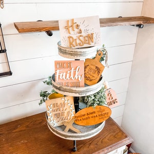 Religious Easter Tiered Tray - He is Risen tiered tray Decor - The Tomb Was Empty - Beautiful Christian Decor - It is well with my soul sign
