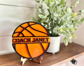 Personalized Desktop Basketball Coach Sign  - Gifts for Basketball Coach - PE Coach Gift Personalized - Gifts for Coaches - Basketball Coach