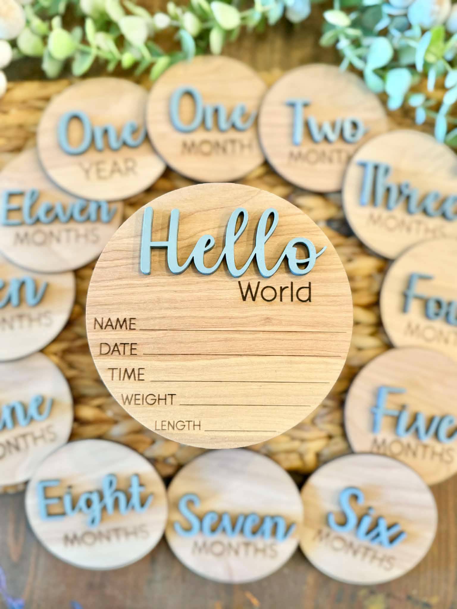 Helloworld Milestone Hello World Baby Sign | Baby Milestone Cards | Milestone Markers for ...