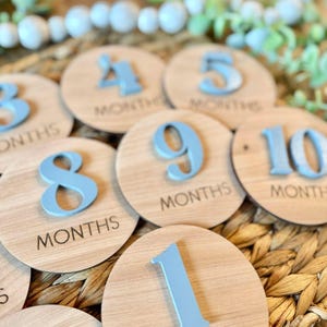 Monthly Milestone Cards for Baby Photos | 3D Wood Engraved Monthly ...