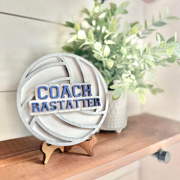 Personalized Desktop Volleyball Coach Sign  - Gifts for Volleyball Coach - PE Coach Gift Personalized - Gifts for Coaches - Volleyball Coach