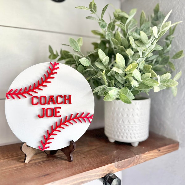 Personalized Desktop Baseball Coach Sign  - Gifts for Baseball Coach - PE Coach Gift Personalized - Gifts for Coaches - Baseball Coach
