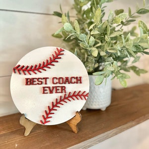 Best Coach Ever Desktop Baseball Coach Sign  - Gifts for Baseball Coach - PE Coach Gift Personalized - Gifts for Coaches - Baseball Coach