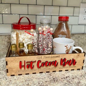 Hot Cocoa Bar Tray shown with treats and decor for example set up by Walnut+ Birch. *Treats and decor NOT included*