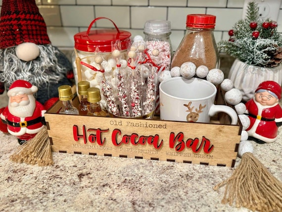 Hot Cocoa Bar Station, Hot Cocoa Tray, Christmas Cocoa Bar