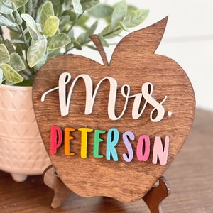 Personalized Desktop Teacher Apple Sign Mini Apple Sign for Teachers Gifts for Teachers Teacher Desk Sign Personalized Teacher Gift image 3