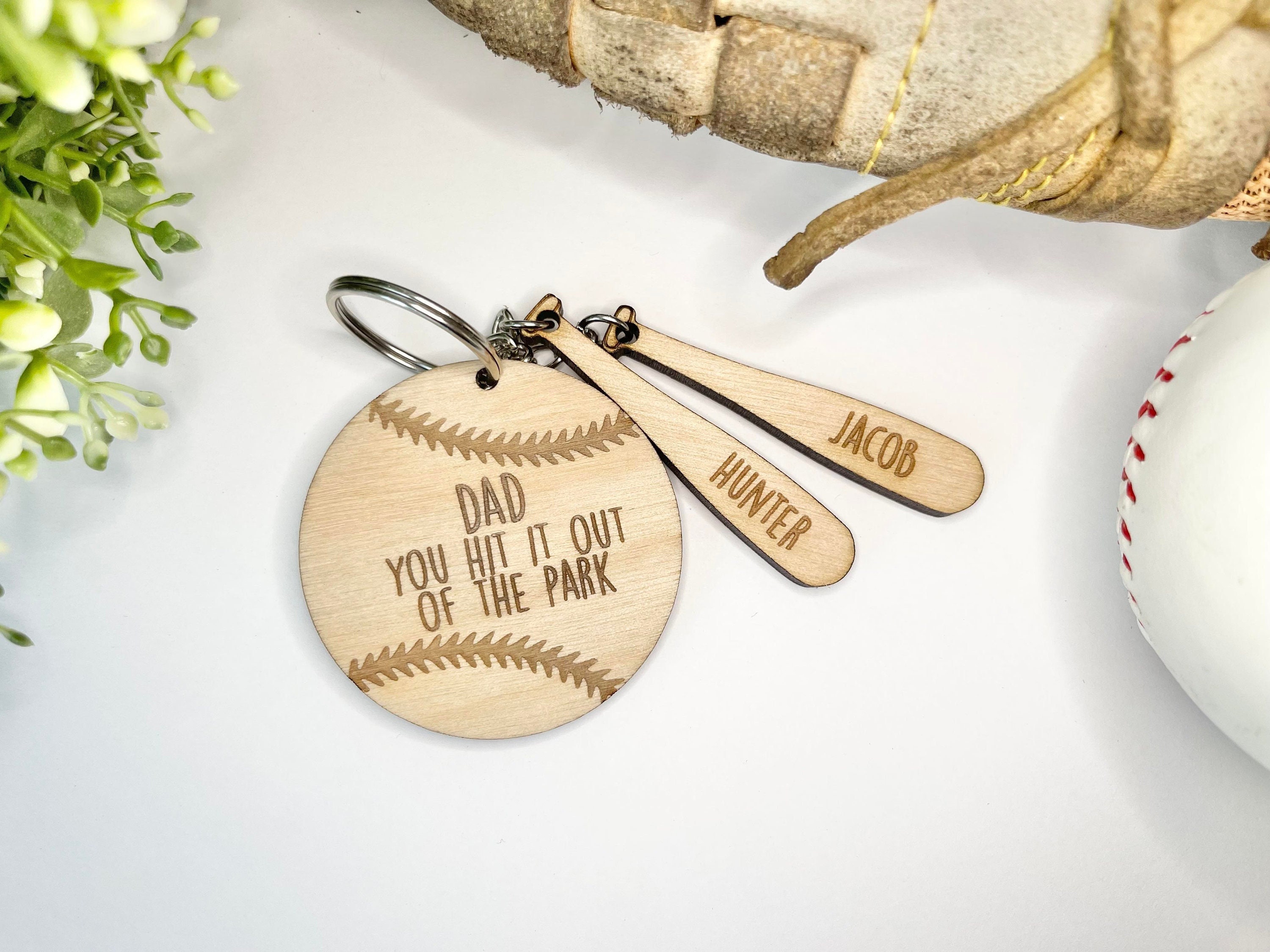 Dad You Hit It Out of the Park Fathers Day Keychain Fathers