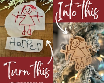 Child Artwork Ornament | Childs handwriting Christmas Ornament | Childs Drawing Ornament | Kids Handwriting Ornament