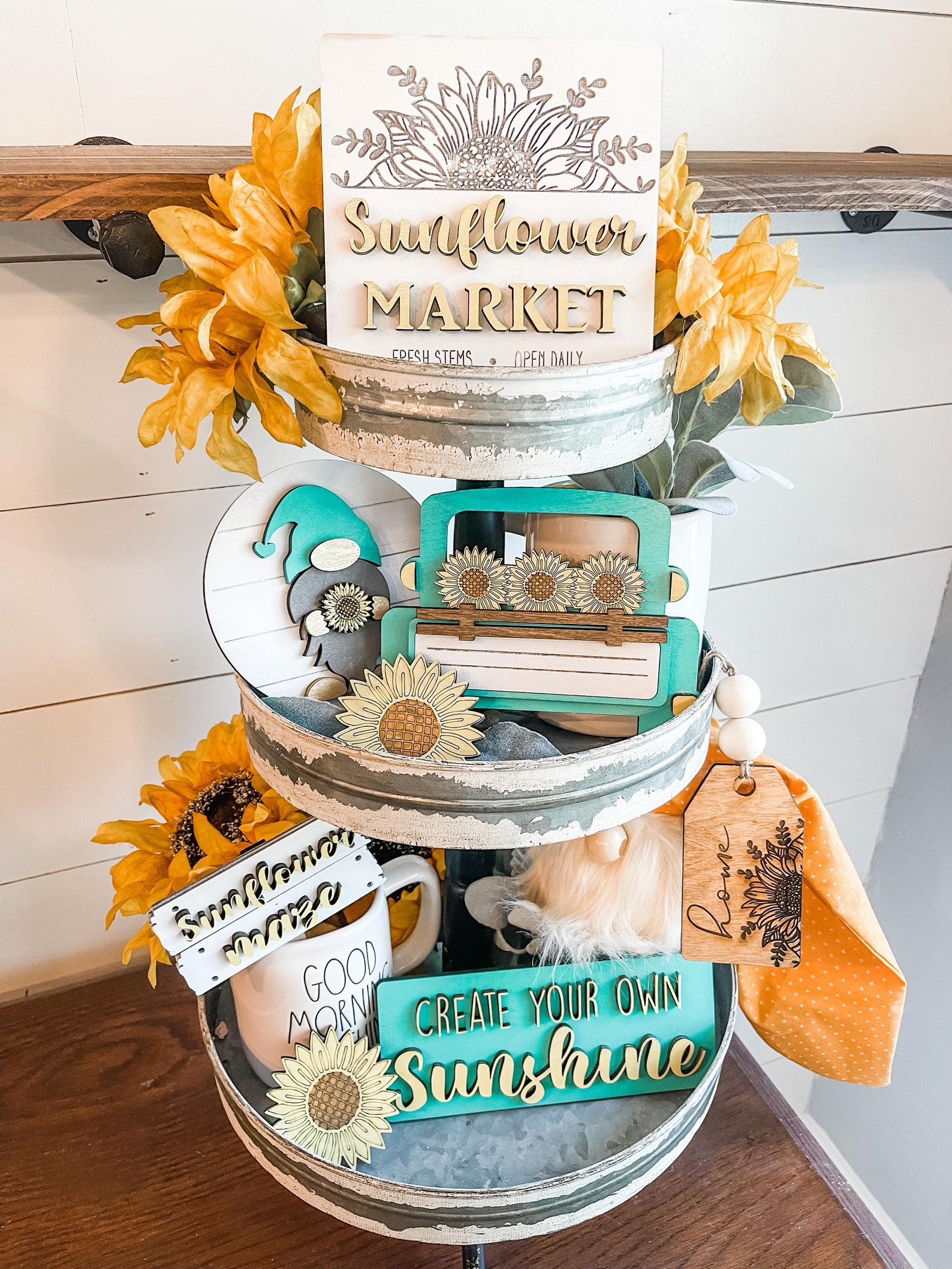 Sunflower Market Tiered Tray Set - Fall Sunflower Decor - Fall ...
