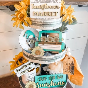Sunflower Market Tiered Tray Set - Fall Sunflower Decor - Fall ...