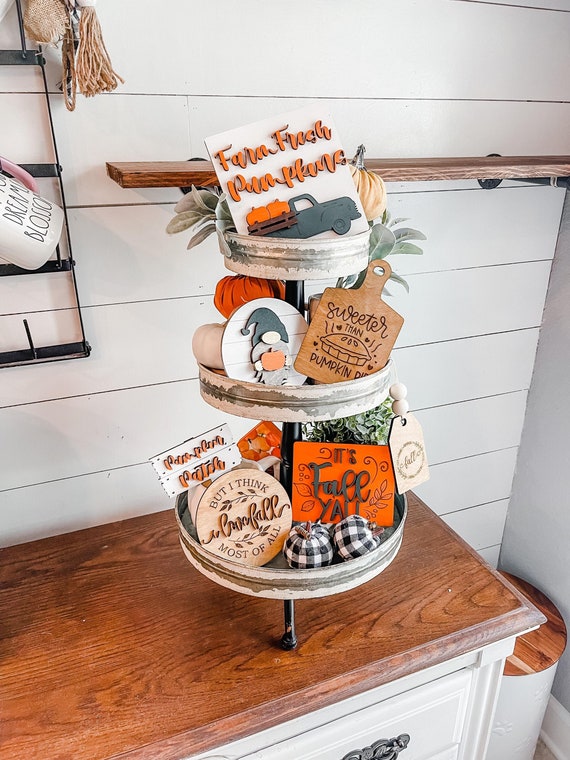 Fall Tiered Tray Decor, Fall Decor, Farmhouse Fall Decor, Tiered Tray Sign, Pumpkin Patch