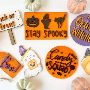 Halloween Decor - Halloween Shelf Signs - Halloween Shelf Sitter - Halloween Mini Signs - Cute Halloween Decor - Mini Halloween Signs