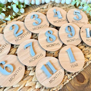 Monthly Milestone Cards for Baby Photos | 3D Wood Engraved Monthly ...