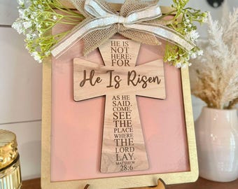 He Is Risen Sign | Religious Easter Decor | Easter Decor | Easter Wall Art | Rustic Spring Signs