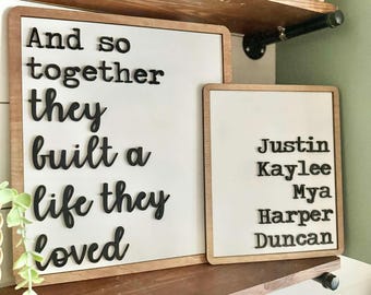 And so together they built a life they loved sign | Personalized Family Name Sign | Family Sign Bundle