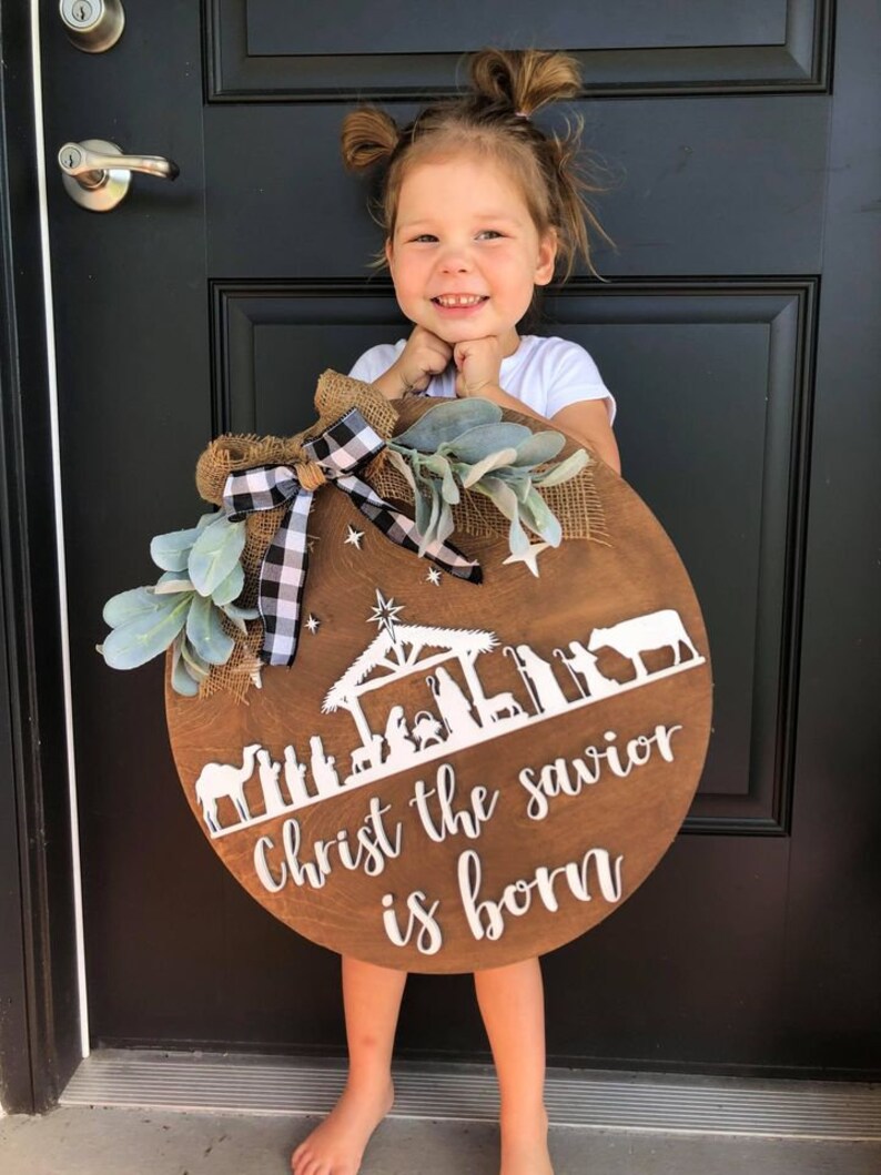 Christ the Savior is Born | Nativity Front Door Hanger | 3D Front Door ...