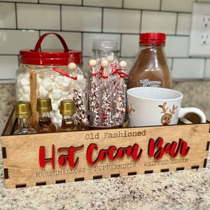 Hot Cocoa Bar Tray shown with treats and decor for example set up by Walnut+ Birch. *Treats and decor NOT included*