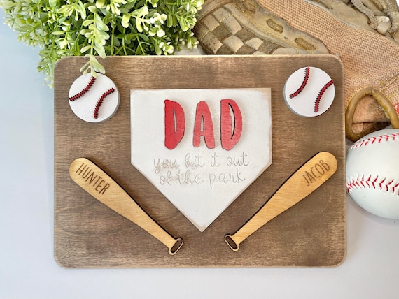 Dad you hit it out of the park Fathers Day Sign Fathers Day Gift Gifts for Dad Gifts for Dad from Kids Baseball Dad Gift Basebal Etsy