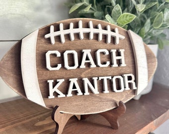 Personalized Desktop Football Coach Sign  - Gifts for Football Coach - PE Coach Gift Personalized - Gifts for Coaches - Football Coach