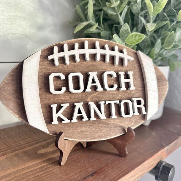 Personalized Desktop Football Coach Sign  - Gifts for Football Coach - PE Coach Gift Personalized - Gifts for Coaches - Football Coach
