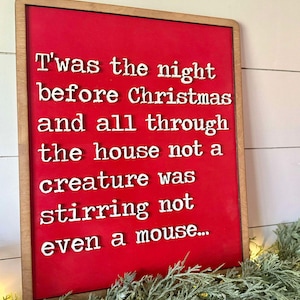 Twas the Night Before Christmas Sign, Christmas Decor, Farmhouse Christmas Sign, Classic Christmas Mantel Decor, Holiday Mantle Sign