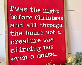 Twas the Night Before Christmas Sign, Christmas Decor, Farmhouse Christmas Sign, Classic Christmas Mantel Decor, Holiday Mantle Sign