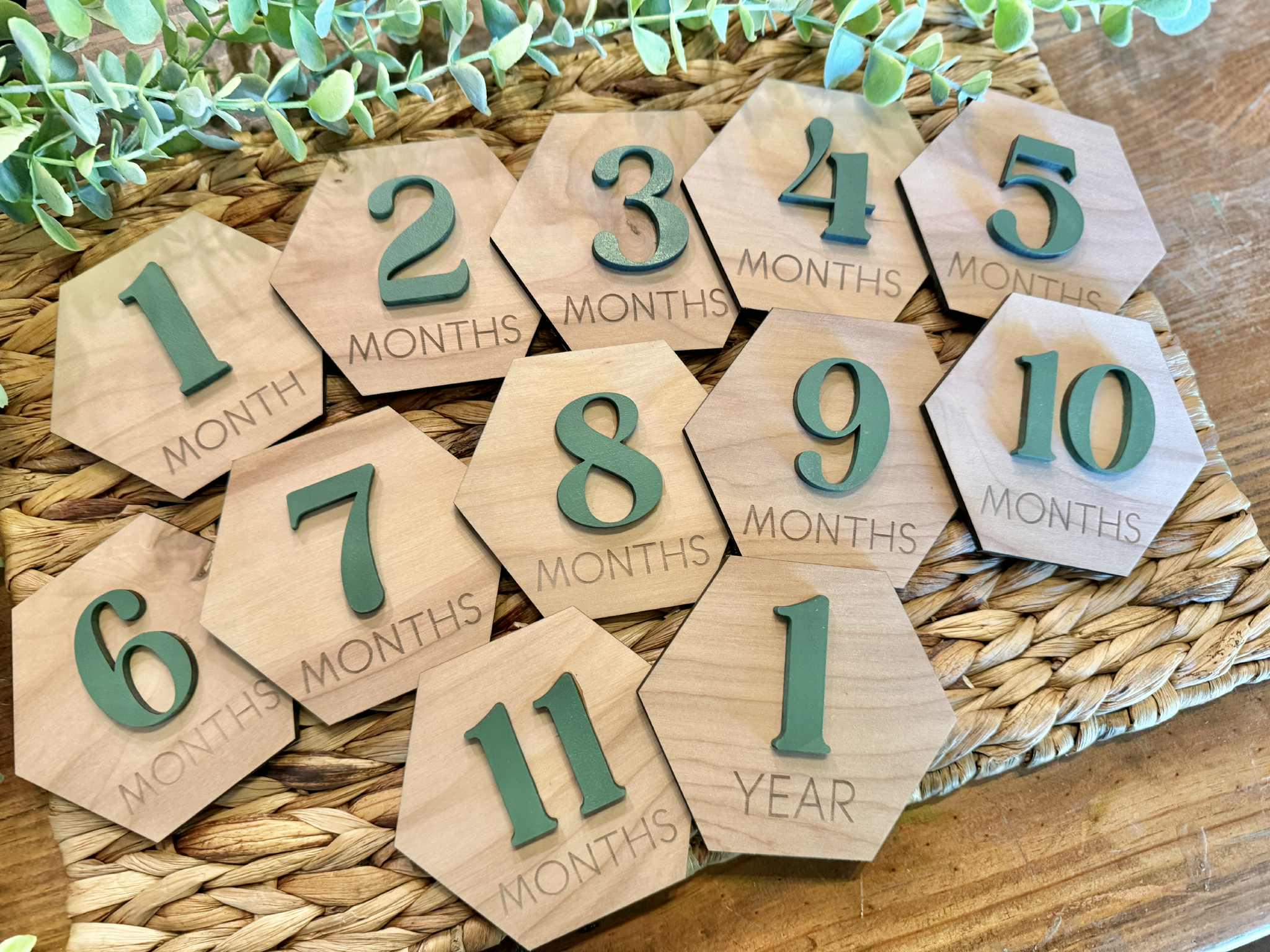 Monthly Milestone Cards for Baby Photos | 3D Wood Engraved Monthly ...