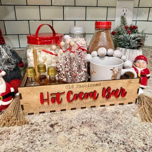 Hot Cocoa Bar Tray shown with treats and decor for example set up by Walnut+ Birch. *Treats and decor NOT included*