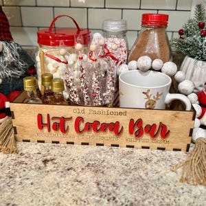Hot Cocoa Bar Tray shown with treats and decor for example set up by Walnut+ Birch. *Treats and decor NOT included*