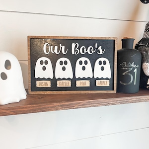 Our Boo's - Personalized Family Halloween Sign - Family of Ghosts - Adorable Halloween Decor - Farmhouse Halloween Decor - Family Signs