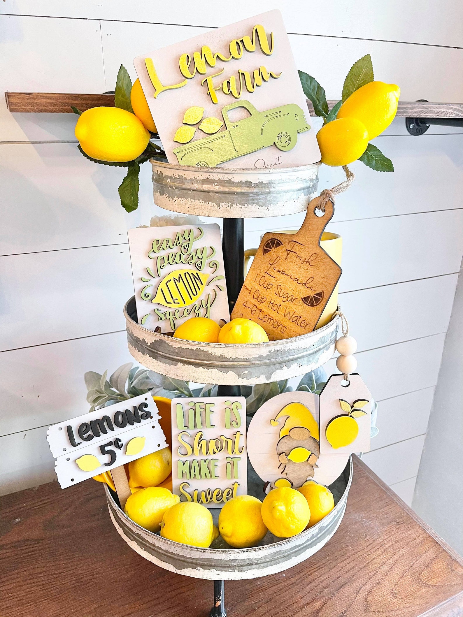 Lemon Tiered Tray Signs Lemon Decor Lemon 3D Mini Signs | Etsy