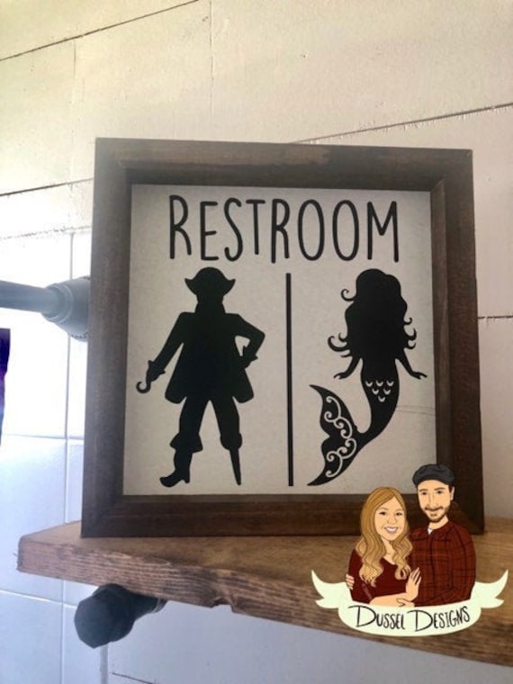 Pirate Mermaid Restroom Sign Mermaid Bathroom Signs Etsy