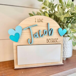 I love you because Sign | Valentines Day Countdown | Dry Erase I love you sign | Valentines Day Gifts for Kids | I love you because Sign