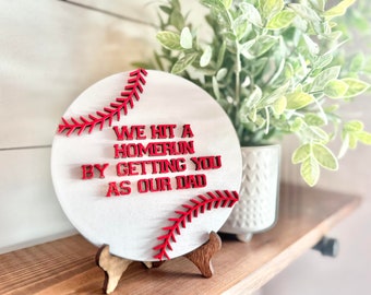 Baseball Dad Gift: We Hit a Homerun Wood Sign