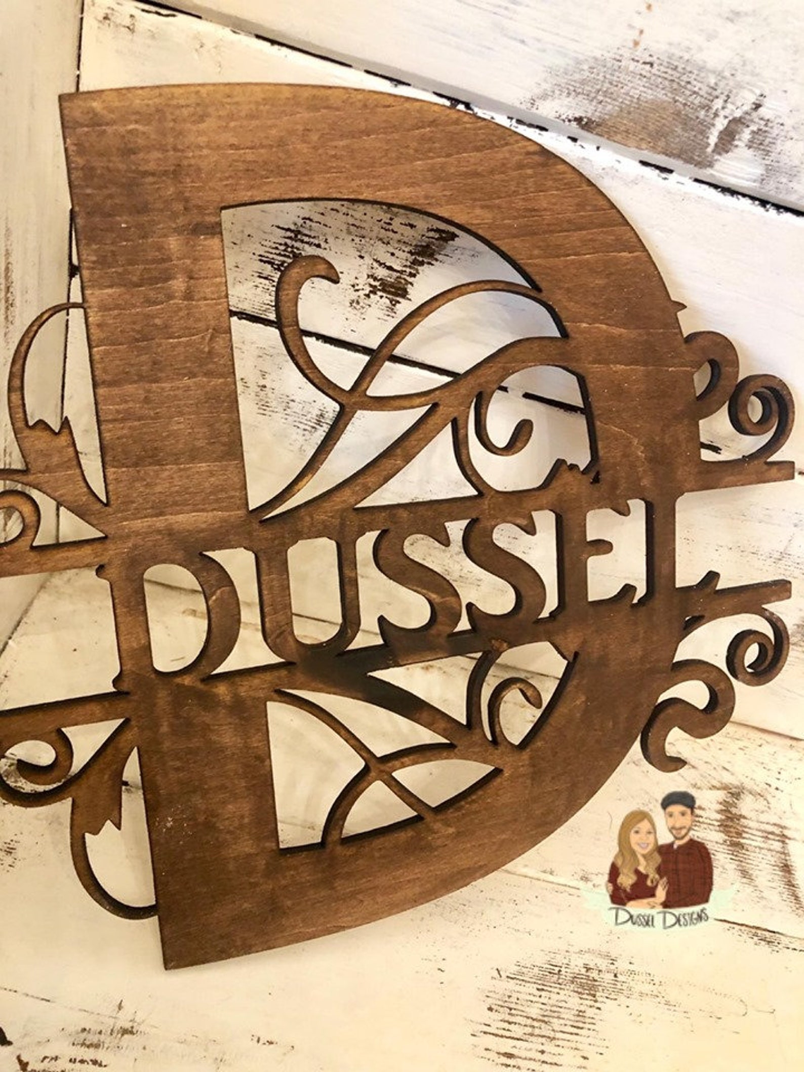 Last Name Monogram Scroll Laser Cut Last Name Last Name | Etsy