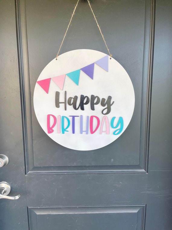 Happy Birthday Door Hanger Birthday Banner Door Hanger - Etsy