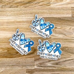 Diabetes Awareness Sticker Peace Love Cure