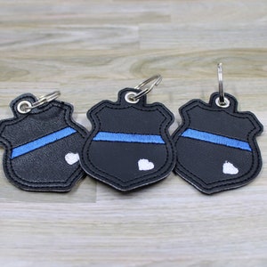 Thin blue line police badge keychain image 1