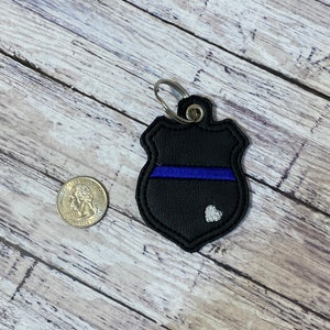 Thin blue line police badge keychain image 4
