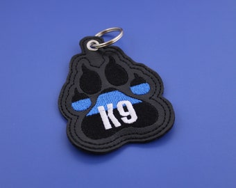 K9 police paw print key chain