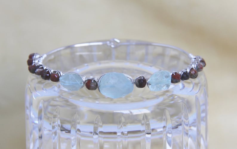 Aquamarine Pietersite Bangle Cuff Bracelet Sterling Silver Etsy